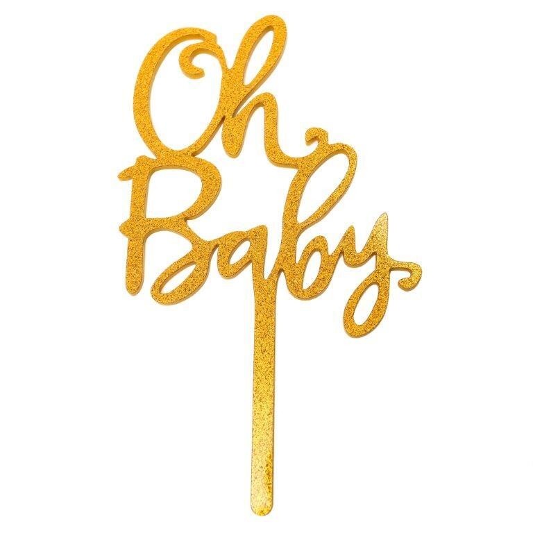 Gold Cake Topper Oh Baby from Hobbyrama